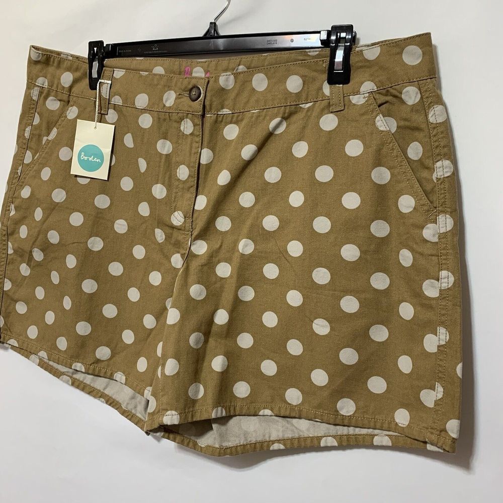 Boden Shorts Brown White Polka Dots Womens US 16 UK 20 - Picture 2 of 11